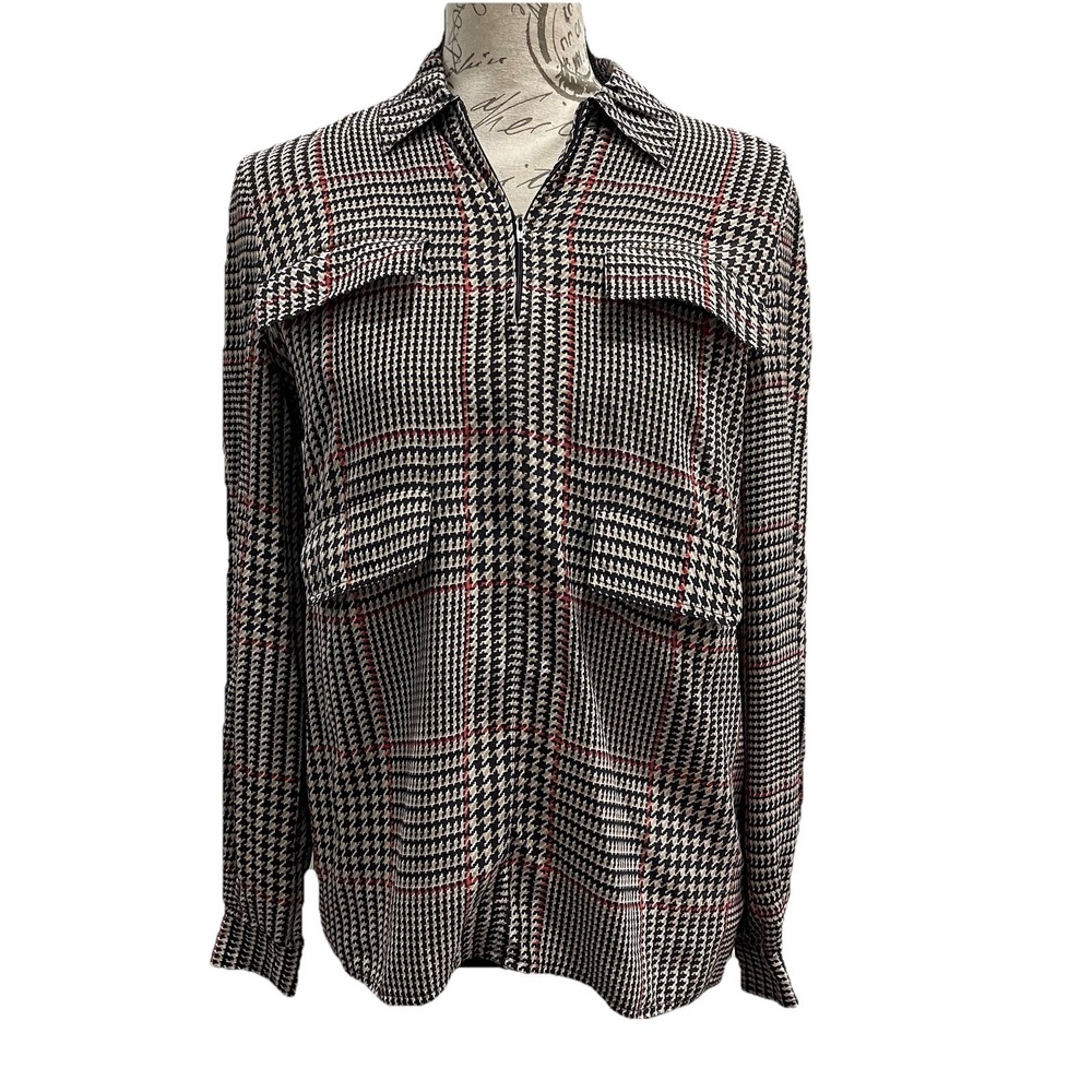 Vintage Valentino Silk Houndstooth Top Womens Size 4 (38) Classic Luxury‎ Italy